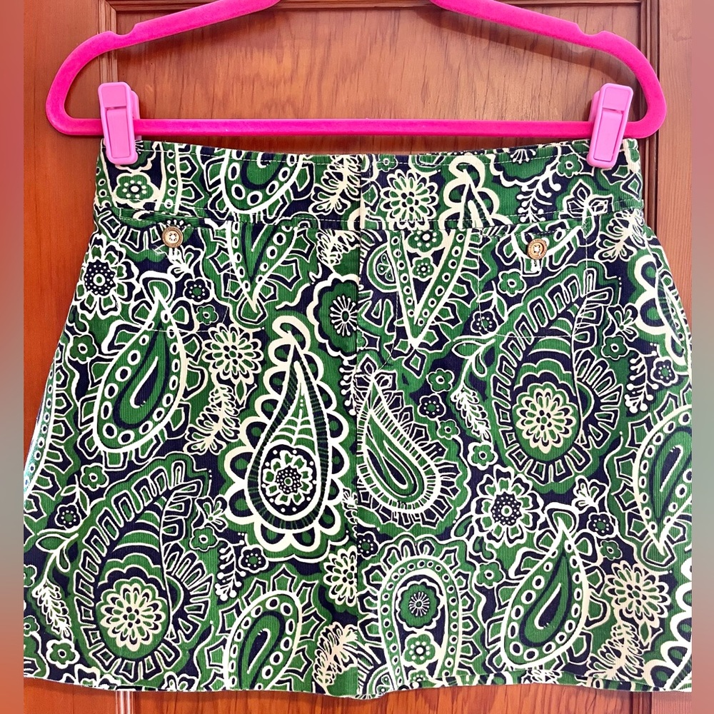 Lilly Pulitzer Green Paisley Mini Skirt